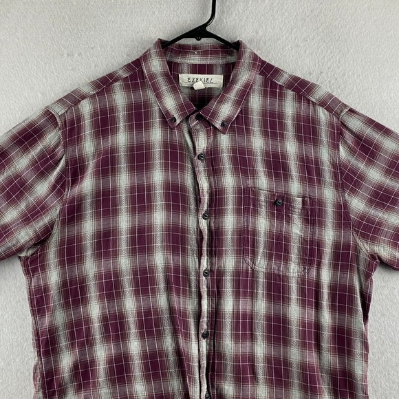 Ezekiel Button-Up Shirt Mens XL Multicolor Plaid Short Sleeve Button Collar - Picture 2 of 16